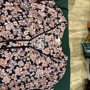 Hinge Floral Blouse - Navy and Pink